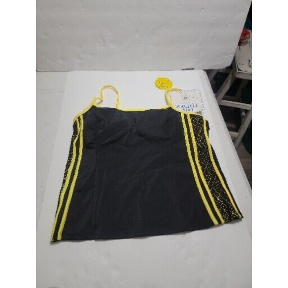 It Figures women’s plus size Tankini top NWT black Yellow tank sizes 16 - Picture 1 of 9